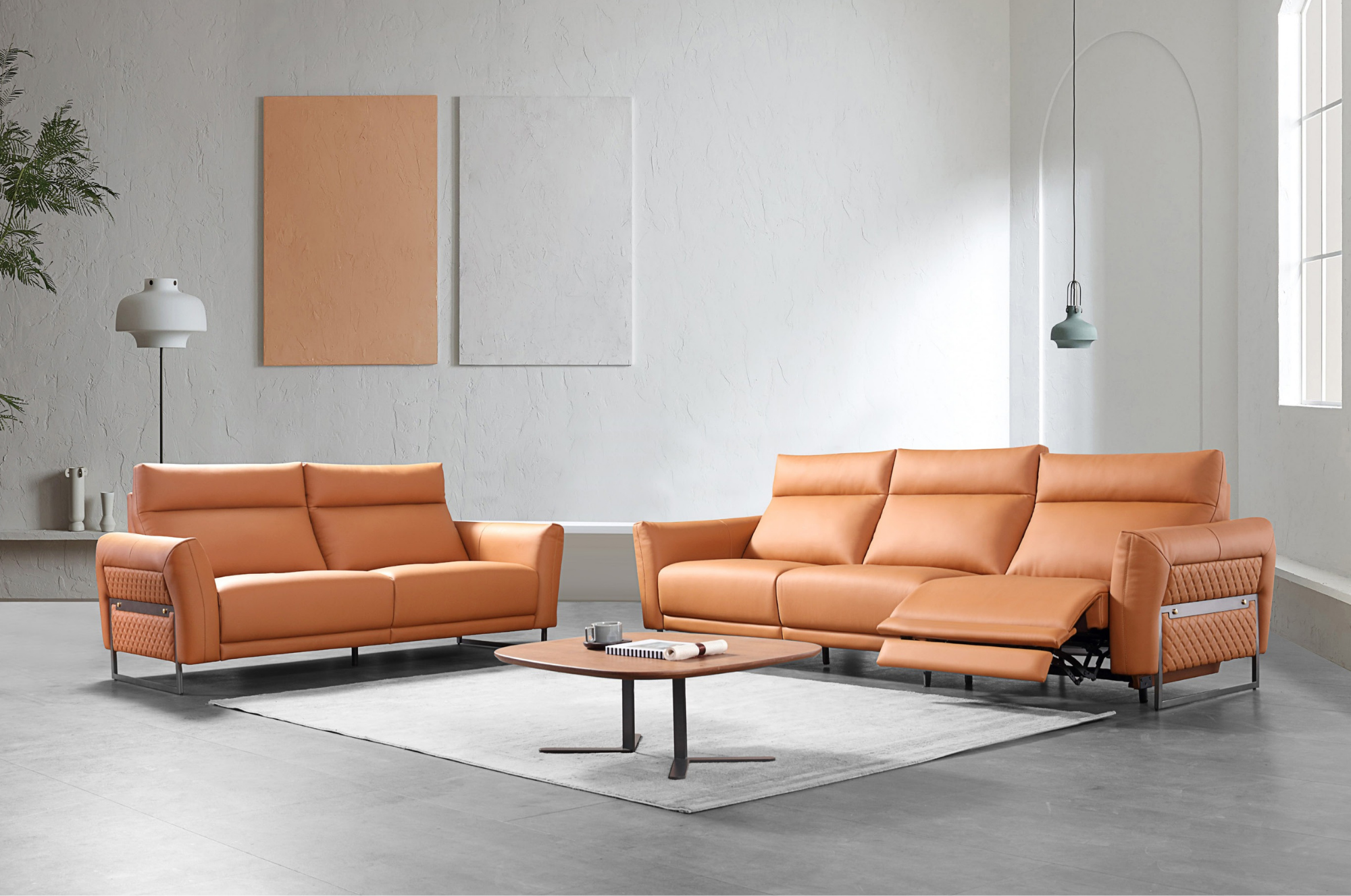 Bộ Ghế Sofa Hiện Đại Màu Da Bò Sáng (SF3+2-R8611)