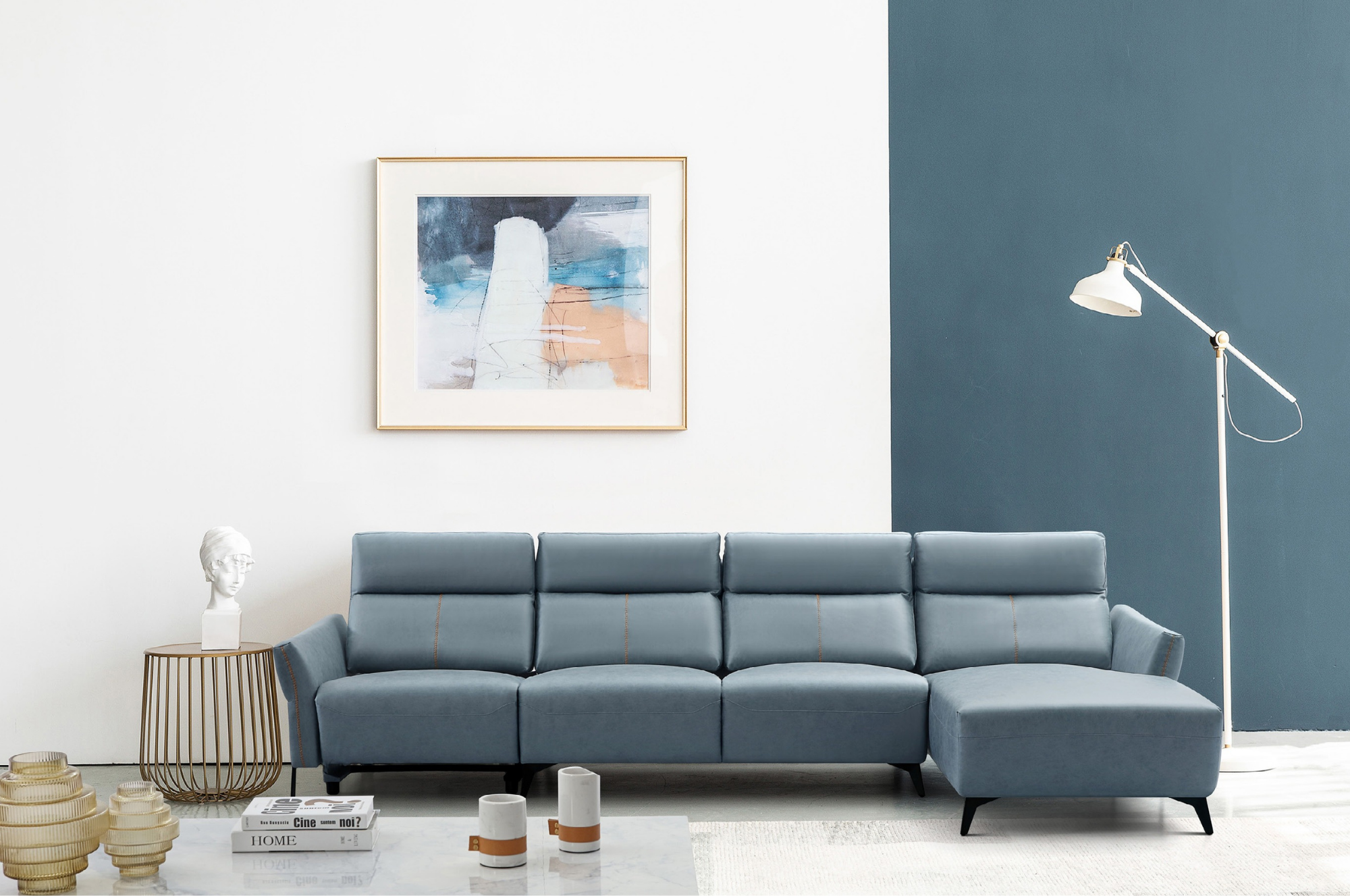 Sofa hiện đại góc L tối ưu không gian phòng khách nhà phố