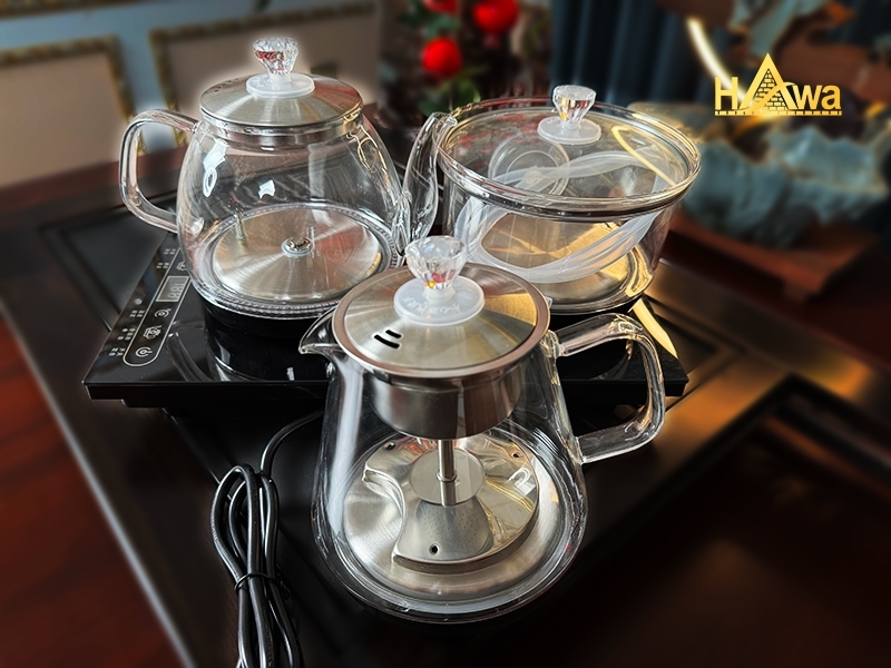 Bếp Điện Đun Nước Pha Trà Mặt Kính Đen 3 Trong 1 (BKT-3IN1)