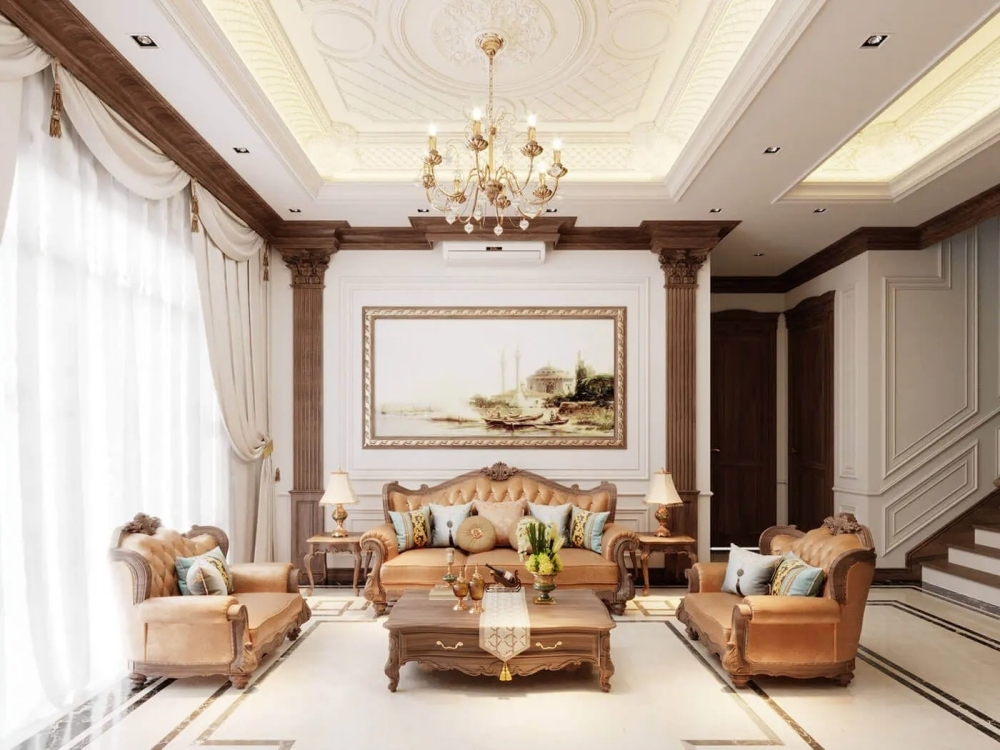 Chọn kiểu dáng sofa biệt thự, lâu đài, khách sạn tân cổ điển phù hợp với kiến trúc tổng thể