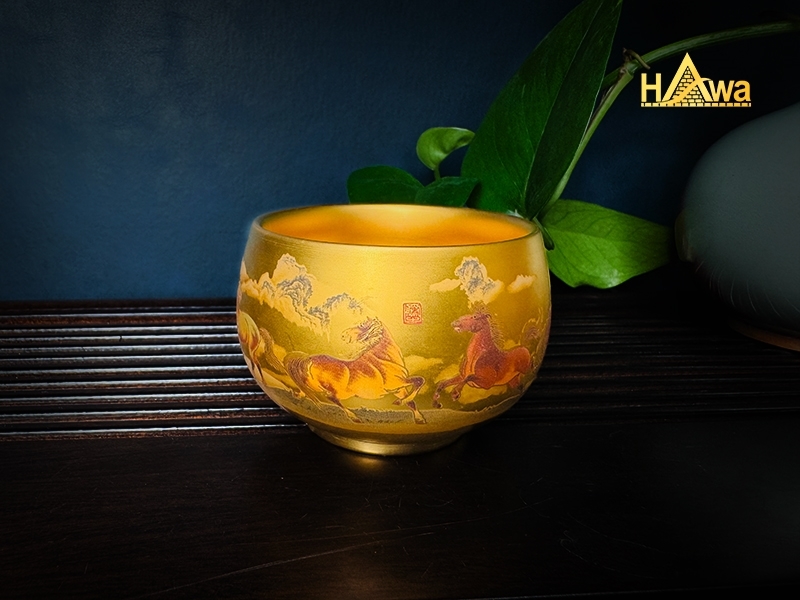 Chén Sứ Mạ Vàng 24K, Đại La Hán - Bát Tuấn Mã (SMV-BT)
