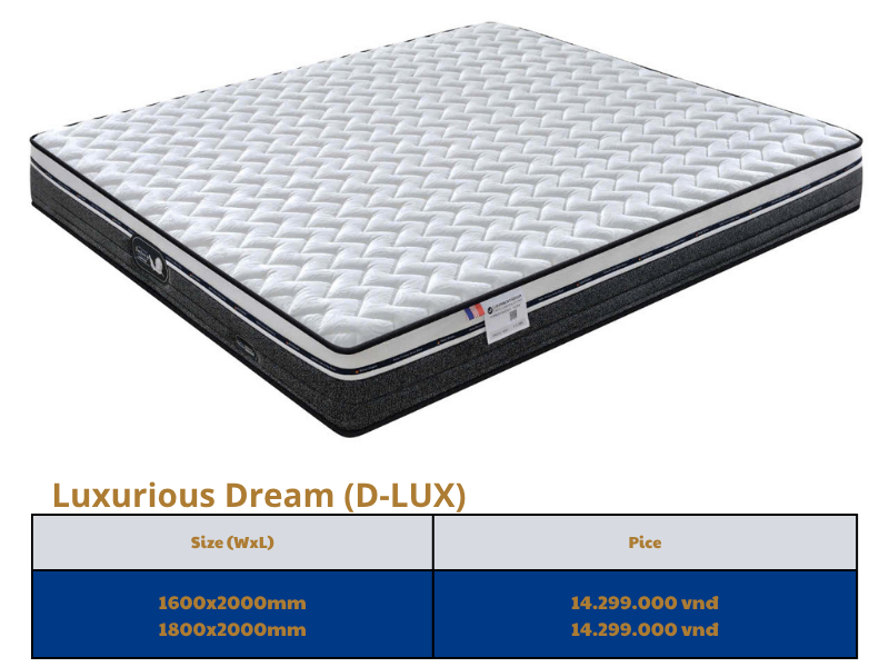 Đệm Lò Xo Luxurious Dream Vải Lụa Nhung Hoa Hồng (D-LUX)