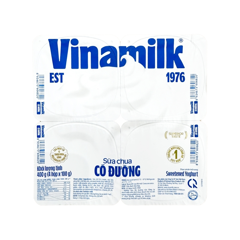 Sữa chua đường Vinamilk 100g*4/12