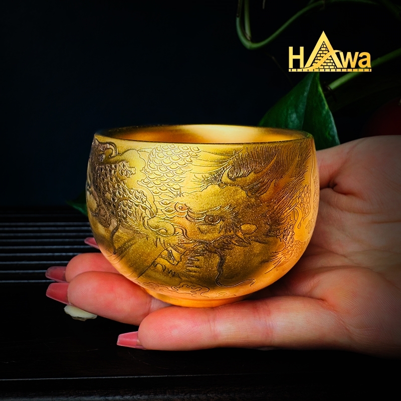 Chén Sứ Mạ Vàng 24k, Tiểu La Hán-Thanh Long(SMV-TL)