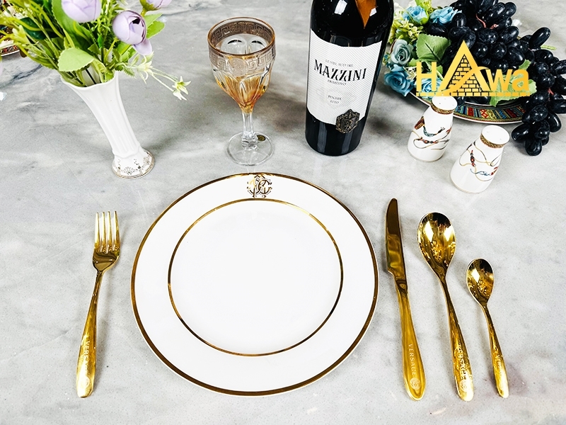 Dĩa Thìa VERSACE Inox Mạ Vàng 24K (VER-24-24K)