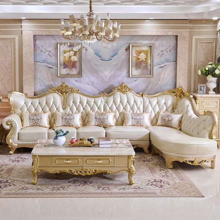 thiết kế sofa chữ L tân cổ điển