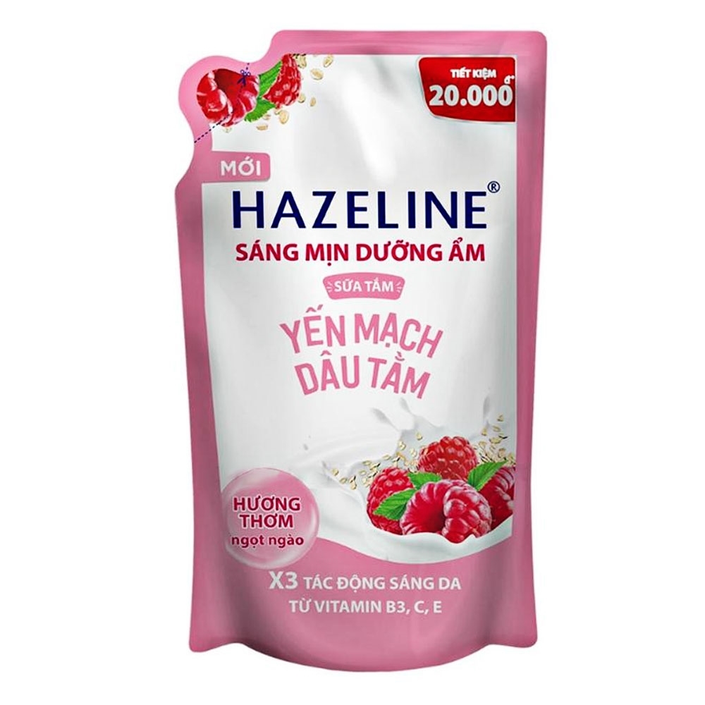 Hazeline Sữa tắm yến mạch dâu tằm (hồng) túi 900g/12