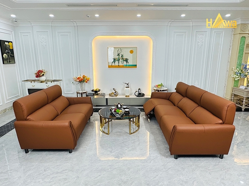 Bộ Ghế Sofa Hiện Đại Màu Da Bò (SF3+2-R7207)