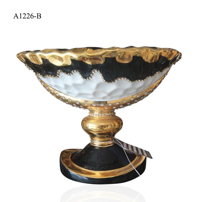 Khay pha lê viền đen hấp vàng 24K- A1226-B
