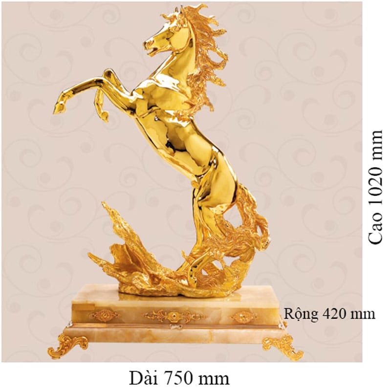 Ngựa phát tài, chất liệu đồng mạ vàng 24K