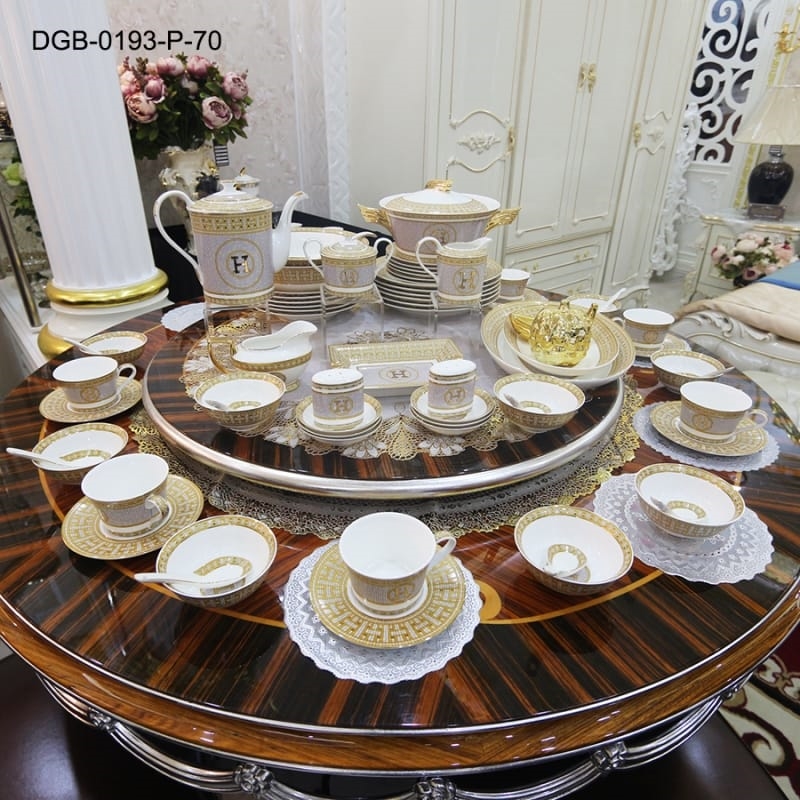 Sét Trà Sứ Cao Cấp Hấp Vàng 24K (70 món) (DGB-0193-P-70)