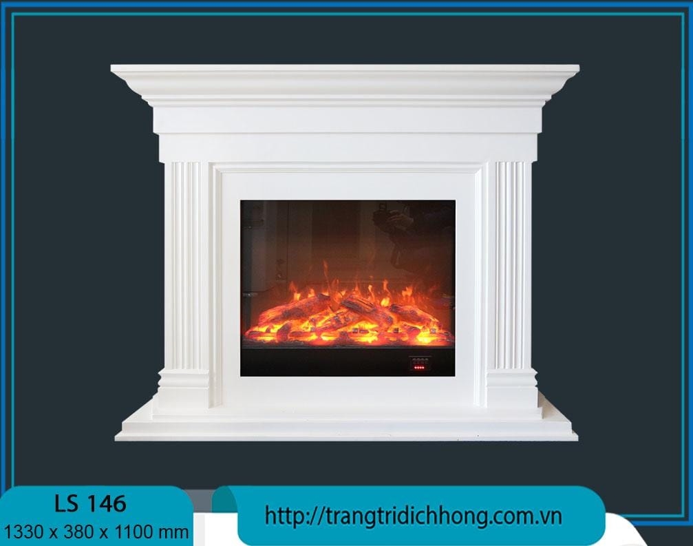 Lò sưởi trang trí 3D Trắng Tân Cổ Điển LS-146