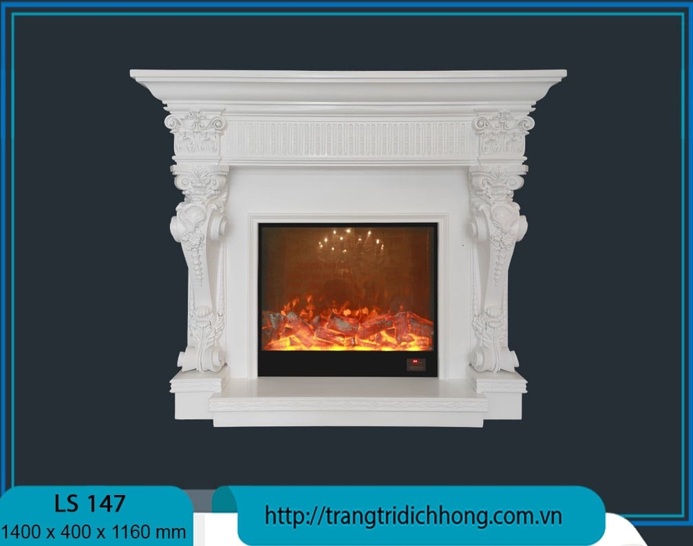 Lò Sưởi Trang Trí 3D Phòng Khách Tân Cổ Điển LS-147
