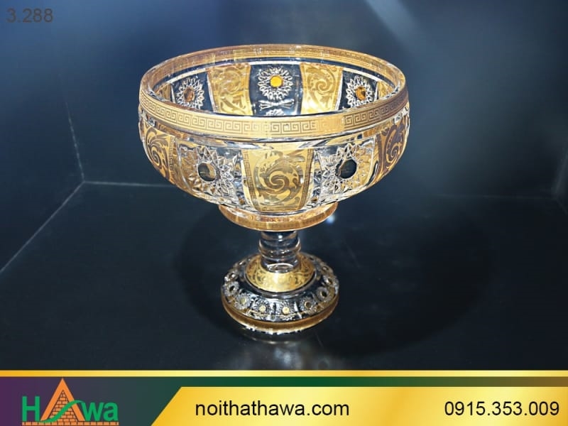Hũ đựng kẹo có chân thái dương D260 có chân ( vàng thật) (71-511902)