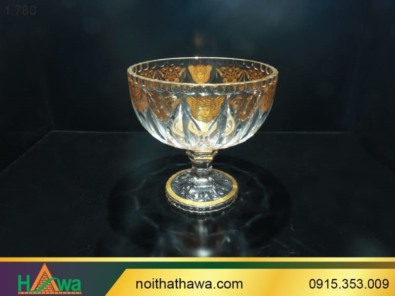 Hũ đựng kẹo chân giọt nước không nắp D230 ( vàng thật) (71-511702)