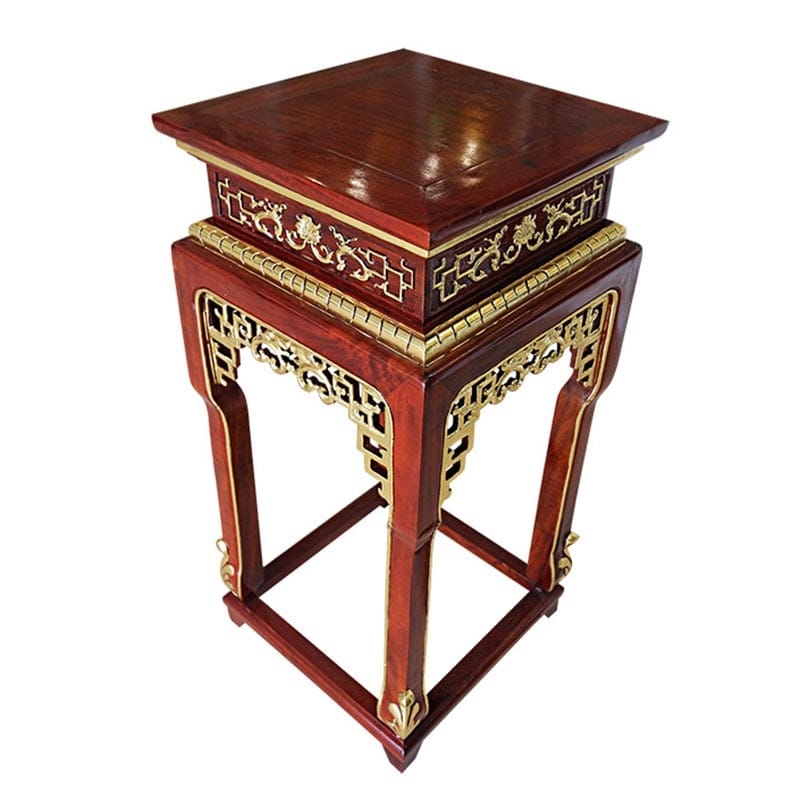 Đôn chiện chân cong gỗ hương dát vàng