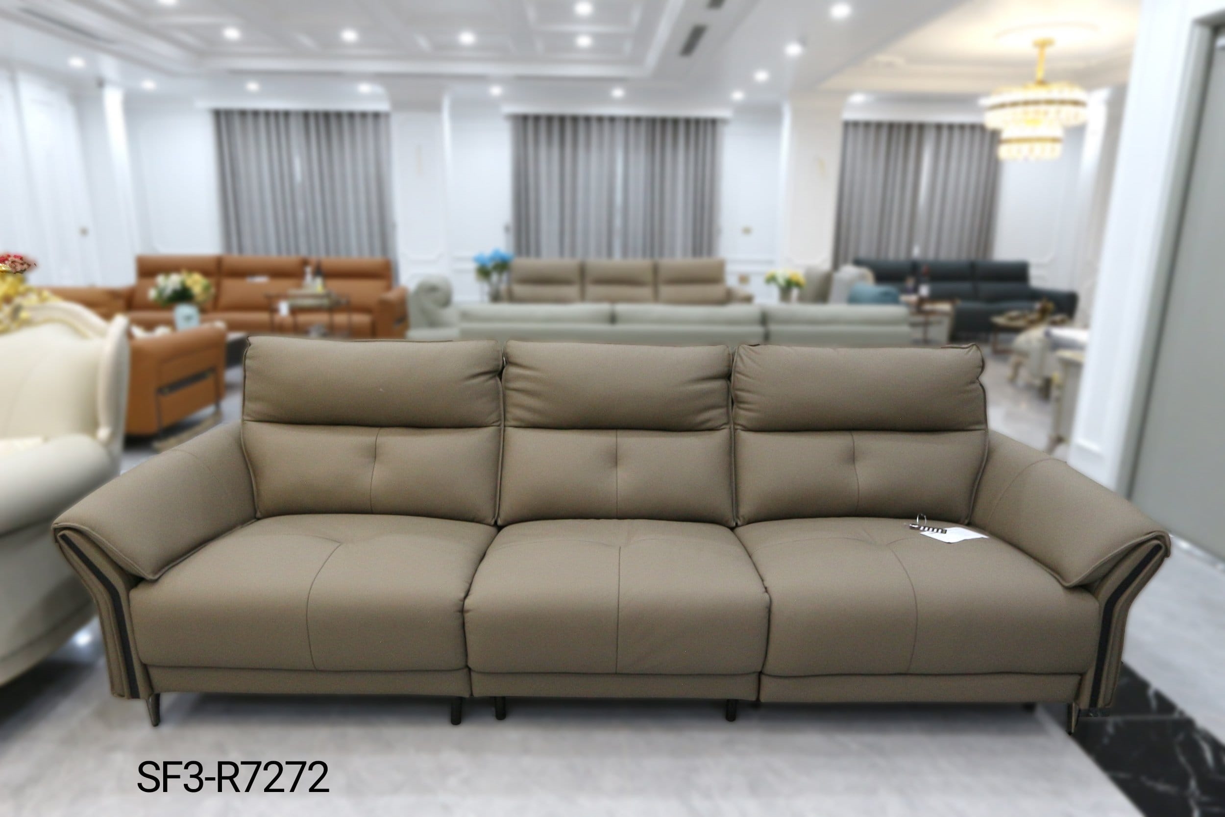 Ghế Sofa Văng Hiện Đại Màu Ghi Lông Chuột Cao Cấp (SF3-R7272)