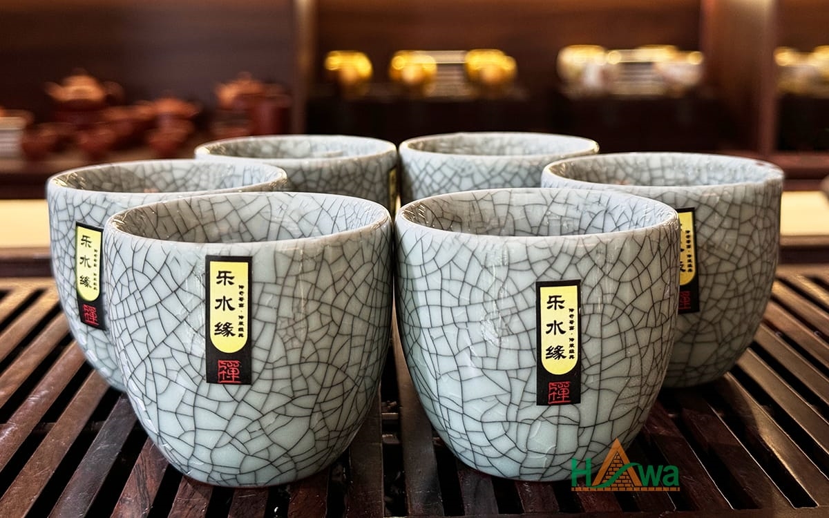 bộ ấm trà đạo men rạn ghi xám
