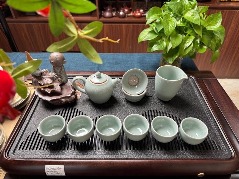 Bộ Ấm Chén Men Rạn Xanh Nhạt (TDSMR-N4)