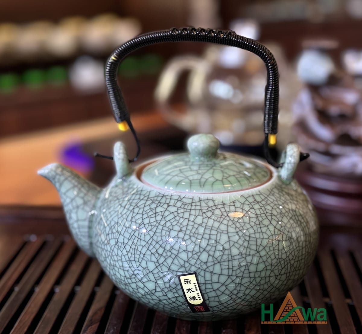 Bộ Ấm Trà Đạo Men Rạn Ghi Xanh Cao Cấp