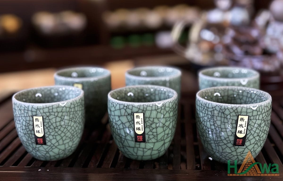 Bộ Ấm Trà Đạo Men Rạn Ghi Xanh Cao Cấp