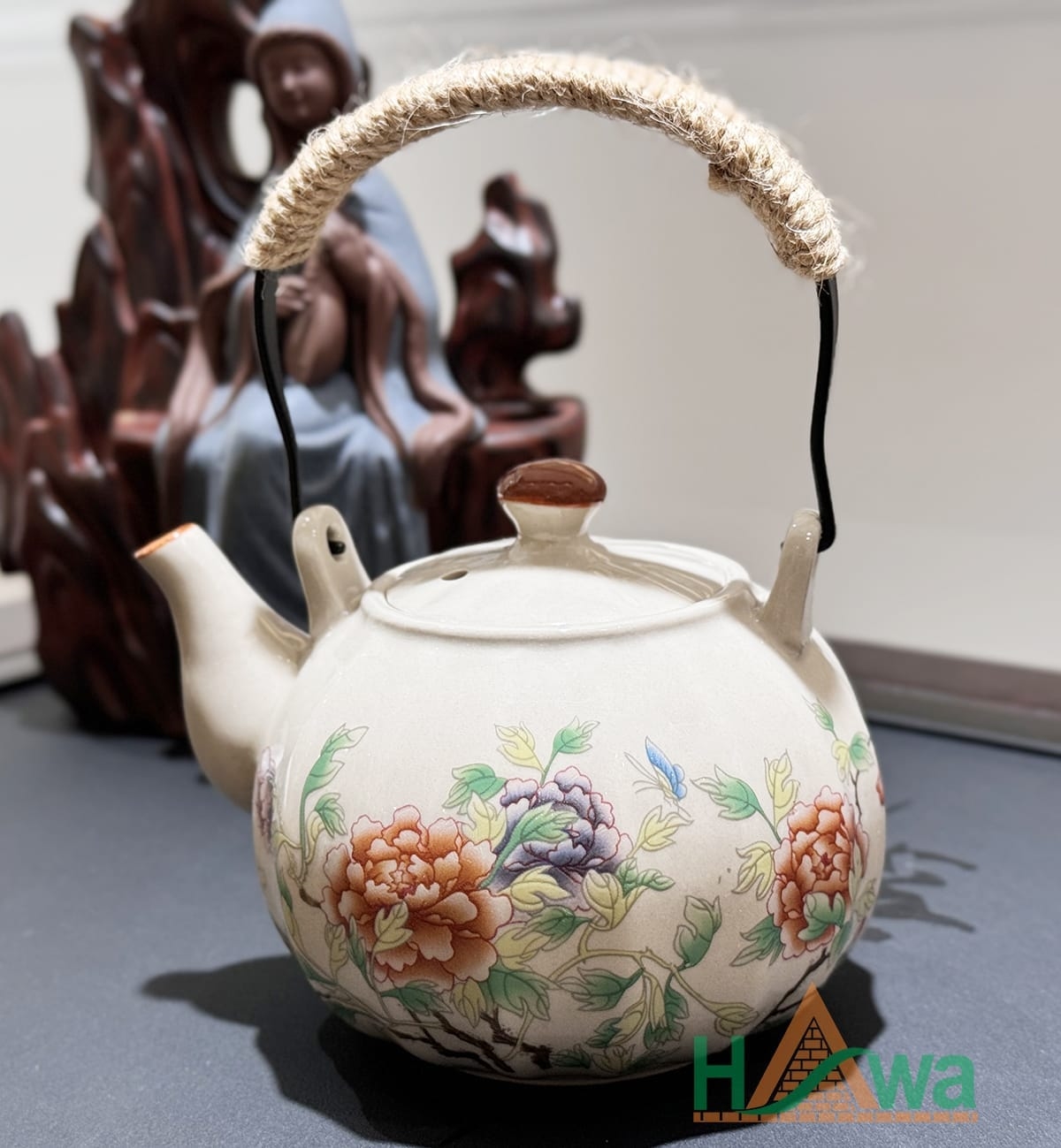 Bộ Ấm Chén Men Rạn Vẽ Hoa Viền Vàng (BTD-HL)