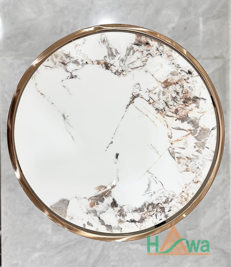 Kệ Hoa Khung Hợp Kim Mạ Đồng Mặt Đá Cẩm Thạch (JJ-1089AB)