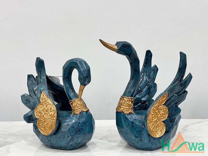 Bộ Đôi Thiên Nga Decor Màu Xanh Cổ (TQ-BSDW167)