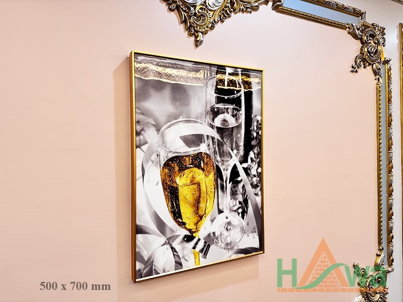 Tranh Tráng Gương Nghệ Thuật - Ly Rượu Sâm Panh 50x70cm