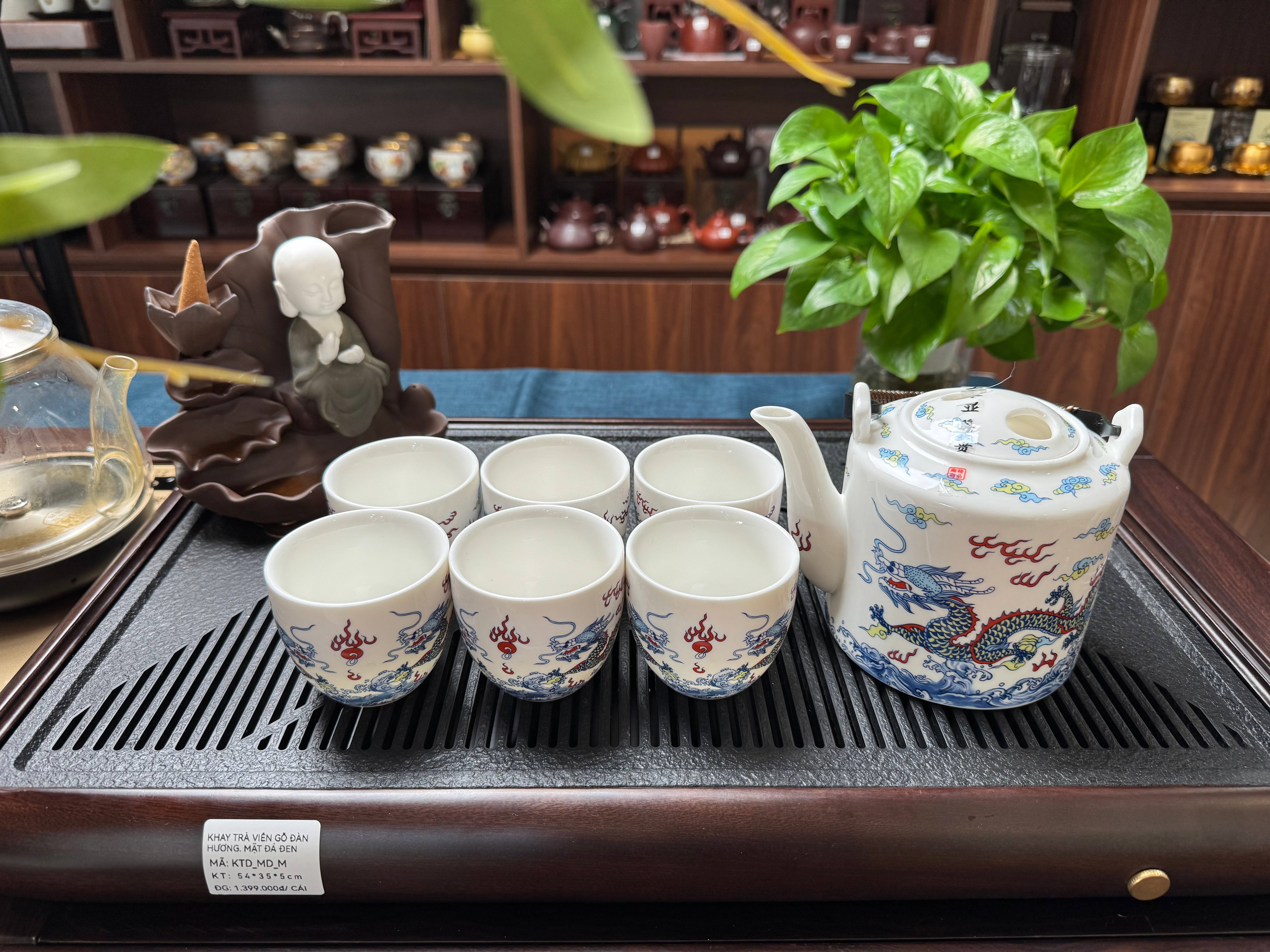Bộ Ấm Chén Sứ Men Rạn Rồng 7 Món (TDSMR-R7)